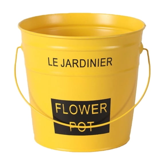 Multipurpose Small Iron Flowerpot Plant Pot Decorative Bucket with Handle Lightweight Stand Bucket for Home Display