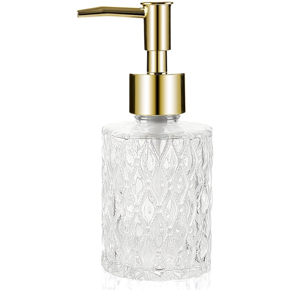 Multipurpose Soap Dispenser Easy to Clean Glass Pump Ideal for Bath and Bathroom (Gold)