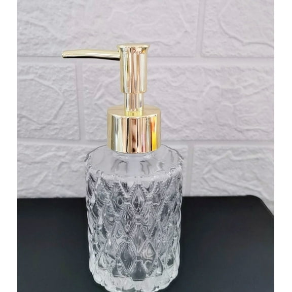 Multipurpose Soap Dispenser, Soap Dispenser for Bathroom, Easy to Clean Glass Soap Pump Dispenser Ideal for Bath and Bathroom (Gold/1 Pcs) 2.95x6.88"