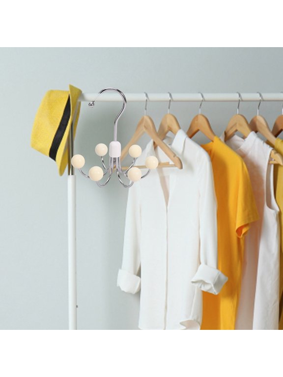 Multipurpose Space Saving Hanger 360 Degree Swivel Closet Organizer Purses Hats Belts Ties Bras Scarves Durable Metal Wooden Balls Prevent Slipping Easy Hang On Closet Rod No Assembly Required