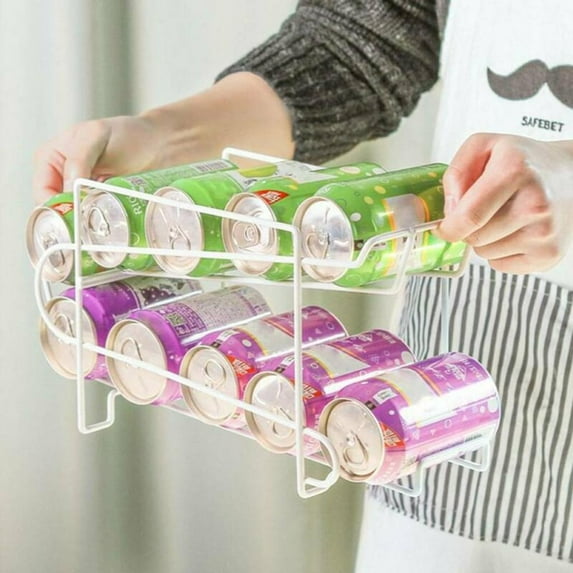 Multipurpose Space-Saving Soda Can Organizer, Clear View Stackable Design For Refrigerator And Pantry, Automatically Rolling Home Basics Dispenser For Effortless Access To Canned
