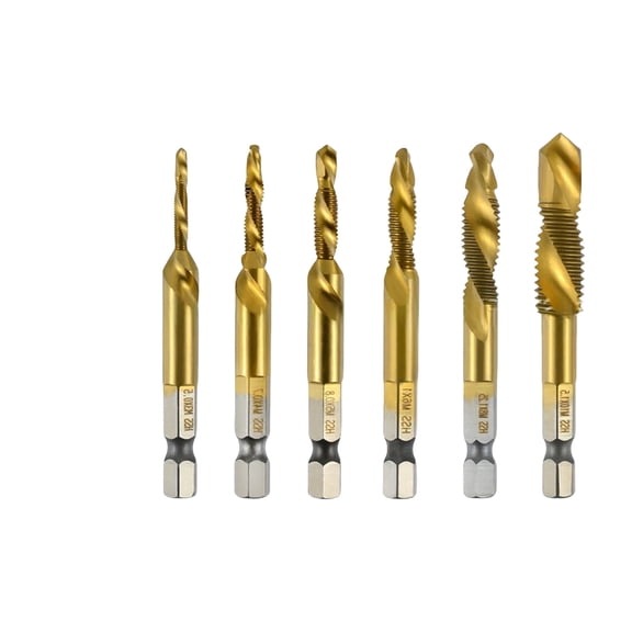 Multipurpose Spirals Flute Thread Tap Tool With 1/4" Hexagonal Shank, HSS Construction For Drilling & Deburring