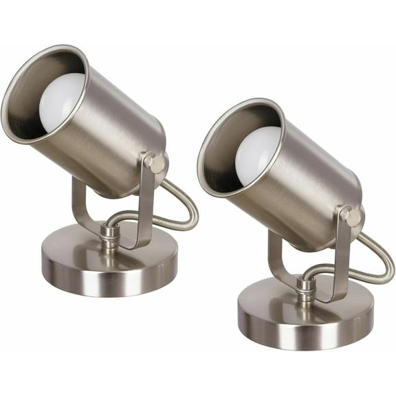 Catalina Lighting Multipurpose Spotlight 6.25'' Set of 2 Portable Desk Wall Mount Adjustable Accent Lamps Transitional Floor Light Fixture for Hallway, Desk, Living Room, Brushed Nickel
