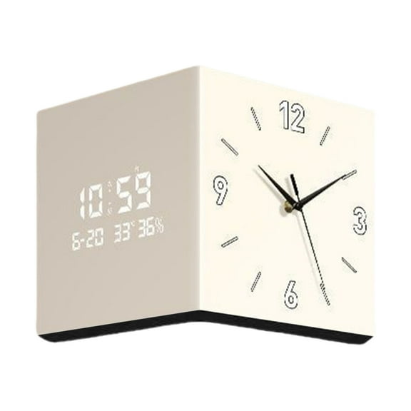 Multipurpose Square Wall Clock with Traditional Hands and Digital Display Double Sided Corner Clock for Home or Office