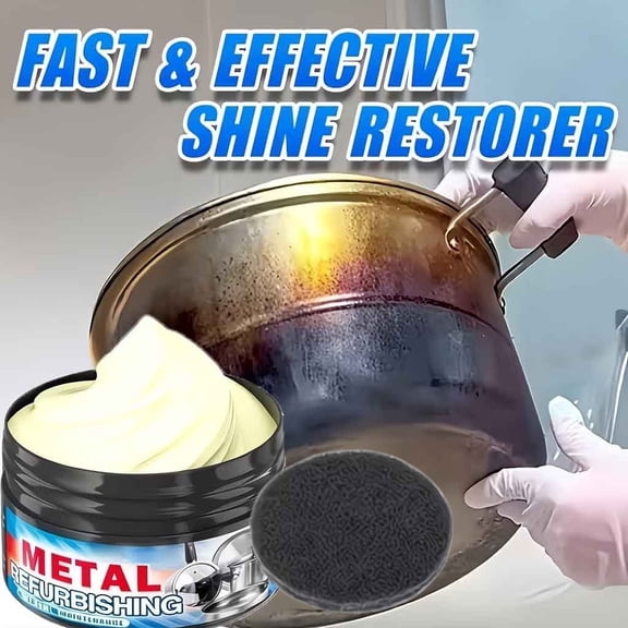 Multipurpose Stainless Steel Cleaning Paste, Rust Erasing, Water Mark Removal, High Shine Restoration, Scratch Free Scrub Kit for Cookwares, Metal Utensils and Kitchen Sanitary Surfaces