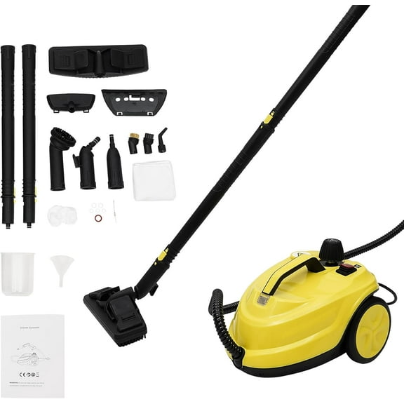 Multipurpose Steam Cleaner, Heavy Duty Canister Steamer w/Accessories, Steam Mop 3M cord, High Pressure Cleaning Machine with 1.8L Tank for Floor Carpet Car Detailing Home
