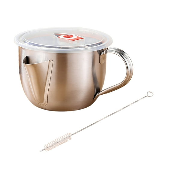 Multipurpose Steel Liquid Strainer For Kitchen Oil And Sauce Soup Filter Separator Bowl With Ergonomic Handle and Lid