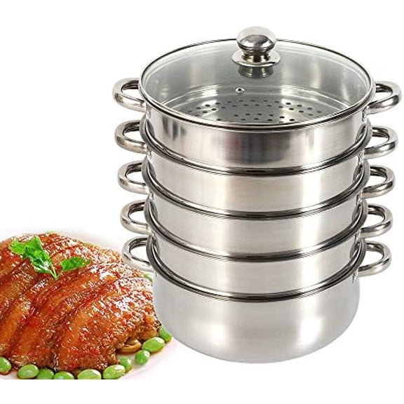 Multipurpose Stock Pot and Steamer Pots 5 Tier Pasta Pots Cooker Pot Kitchen Steaming Cookware with Lid for Cooking Vegetables, Seafood,Soups, Stews (17.71'' H)$$Home Decor, Kitchen, & Other