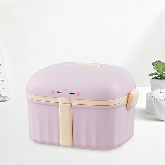 Multipurpose Storage Box with Handle, Portable Plastic Organizer Bin with Latching Lid, Small Storage Container with Tray for Toys, Snacks, and Home Essentials