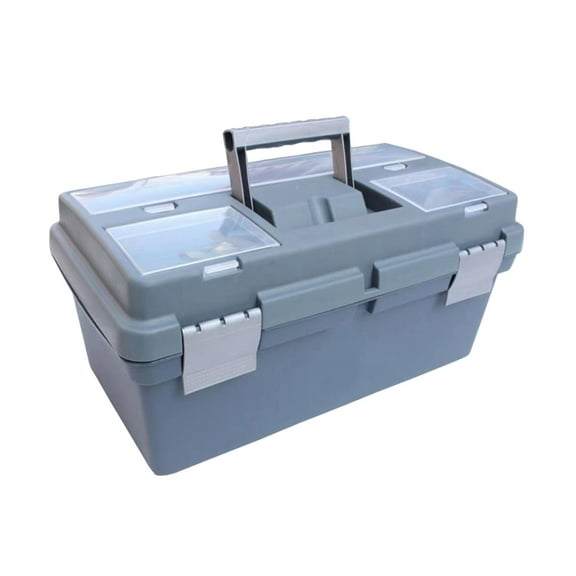 Multipurpose Storage Box Organizer, Removable tray with Handle ,Large Capacity Accessories Storage Box for Home Grey