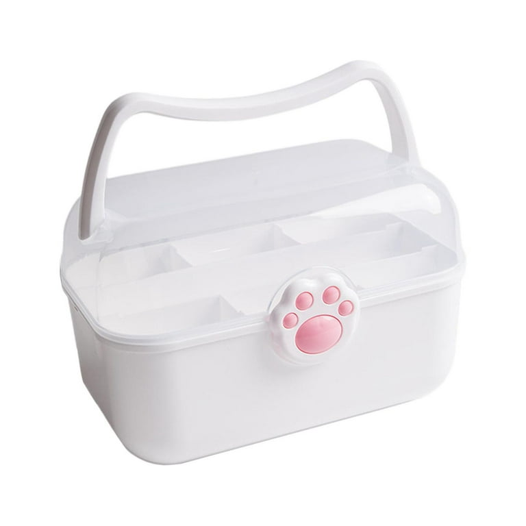 Multipurpose Storage Container Hair Accessories Organizer Lockable Cute  with Handle Art Craft Organizer for Headband Earrings White 