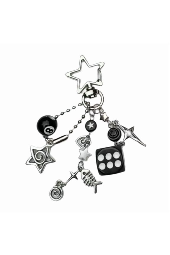 Multipurpose Stylish Star Black 8 Keychain Portable Accessory for Collectors and Everyday Use As A Bag Charm Ornament