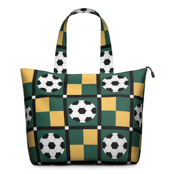 Multipurpose Travel Tote Bag with Basketball Soccer Designs Lightweight Weekender Bag with Multiple Pockets, Perfect for Team Training Weekend Getaways