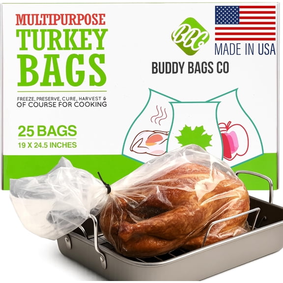 Multipurpose Turkey Oven Bags - Made in USA - 19" x 24.5" - 25 Pack