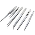 thumbnail image 1 of 6 Piece Hobby Flat Bent Nose Gem Precision Locking Clamp Tweezer Fish Tool Set Kit, 1 of 4