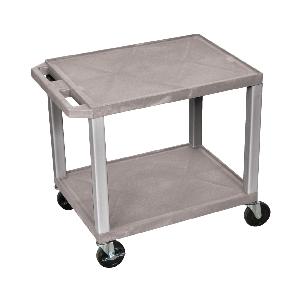 Gray and Black Molded Plastic Two-Shelf AV Cart