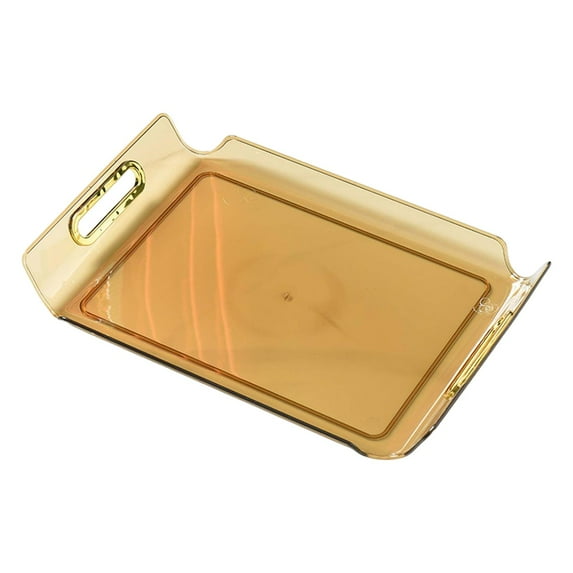 Multipurpose Vanity Tray Display Serving Tray Makeup Organizer With Handle Decorative Tray For Living Room Bathroom Desktop Bedroom Decor Amber