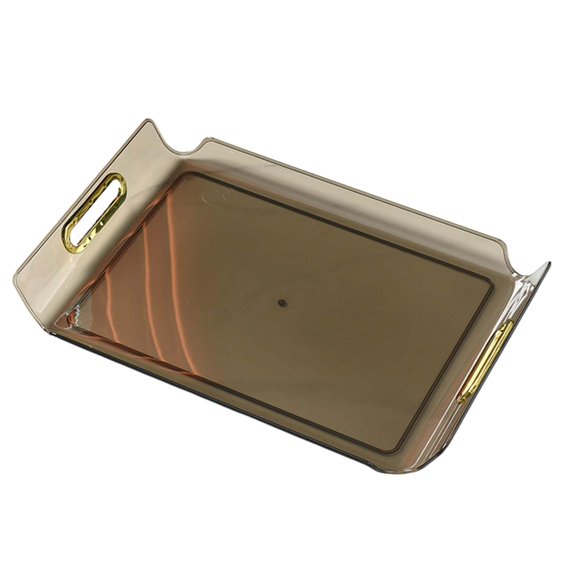 Multipurpose Vanity Tray Display Serving Tray Makeup Organizer With Handle Decorative Tray For Living Room Bathroom Desktop Bedroom Decor clear brown
