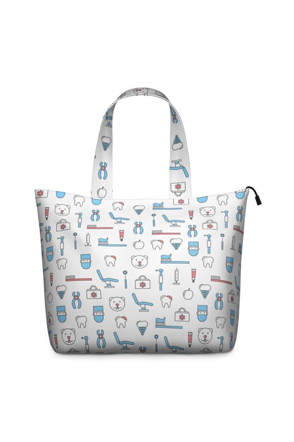 Multipurpose Weekender Bag with Teeth Tooth Pattern Artwork Lightweight Travel Tote Bag with Adjustable Strap, Ideal for Dental Professionals Everyday Use