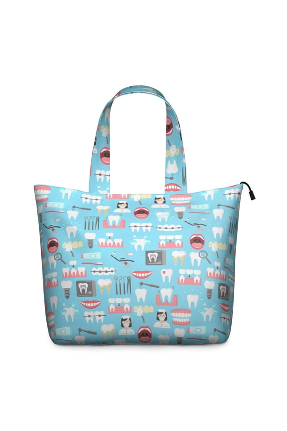 Multipurpose Weekender Bag with Teeth Tooth Pattern Artwork Lightweight Travel Tote Bag with Adjustable Strap, Ideal for Dental Professionals Everyday Use
