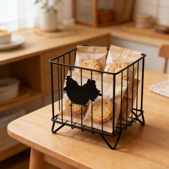Multipurpose Wire Basket, Decorative Kitchen Storage Rack for Eggs, Snacks, and Fruits, Small Countertop Organization Basket with Raised Feet, Home Office Desk Accessory Holder