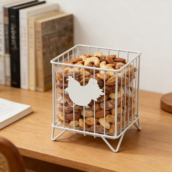 Multipurpose Wire Basket, Decorative Kitchen Storage Rack for Eggs, Snacks, and Fruits, Small Countertop Organization Basket with Raised Feet, Home Office Desk Accessory Holder