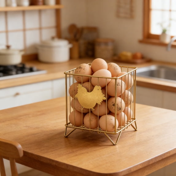 Multipurpose Wire Basket, Decorative Kitchen Storage Rack for Eggs, Snacks, and Fruits, Small Countertop Organization Basket with Raised Feet, Home Office Desk Accessory Holder
