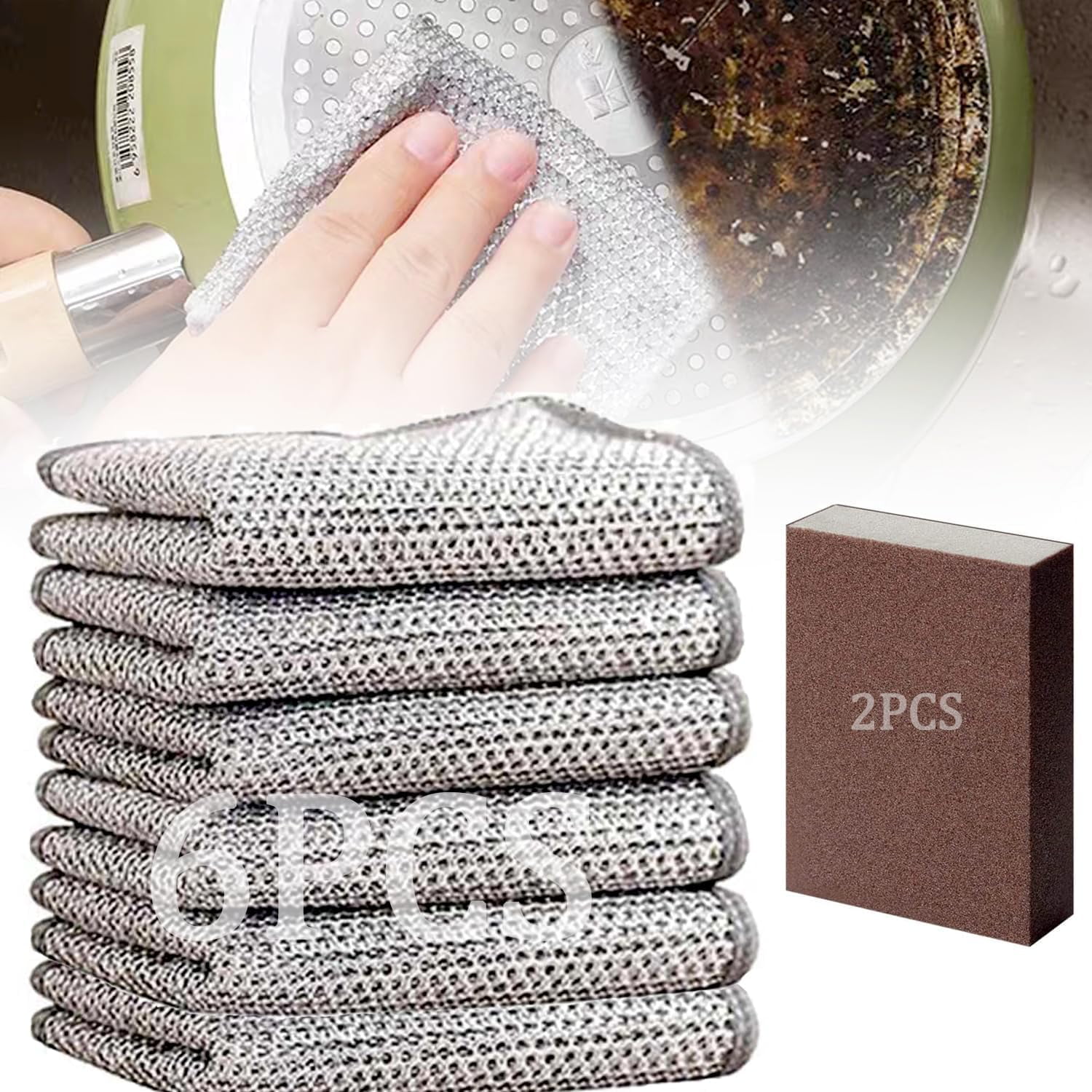 Multipurpose Wire Dishwashing Rags, Upgrade Both Sides Non-Scratch Wire ...