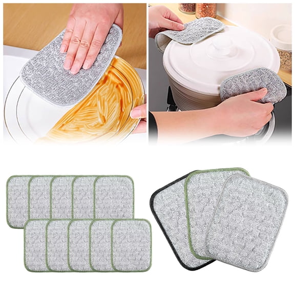 Multipurpose Wire Dishwashing Rags for Wet and Dry Cleaning Non Scratch Scrubbing Pads Reusable Kitchen Scrubber Towels Flexible Metal Wire Cloths for Home Kitchen Cleaning 10PCS, 16X12cm, Silver
