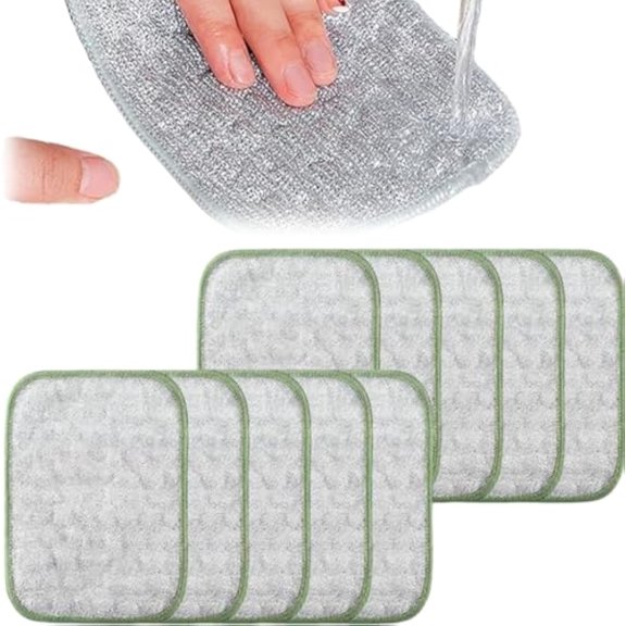 Multipurpose Wire Dishwashing Rags for Wet and Dry, Upgraded Reusable Steel Wool Scrubber 2-Layer Microfiber Wire Dishcloth, Multifunctional Dish Rags for Kitchen, Pots, Pans, Sinks (10)