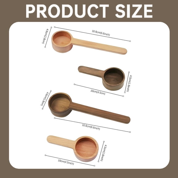 Multipurpose Wooden Coffee Measuring Spoon Black Walnut Solid Wood Quantitative Portion Scoop