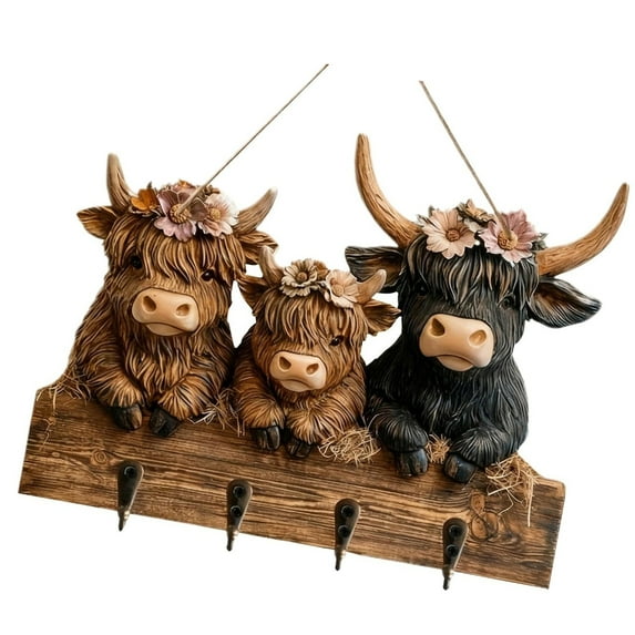 Multipurpose Wooden Hook Cow Key Rack for Home Decoration Entry