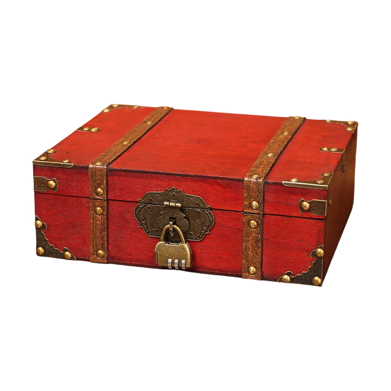 Multipurpose Wooden Storage Box with Retro Hardware for Organizing Cards Photos Jewelry and Collectibles