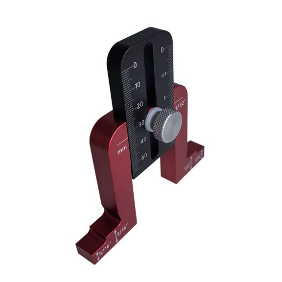 Multipurpose Woodworking Measuring Tool Adjustable Height Gauge Ruler For Carpentry Workshops Red and Black Design