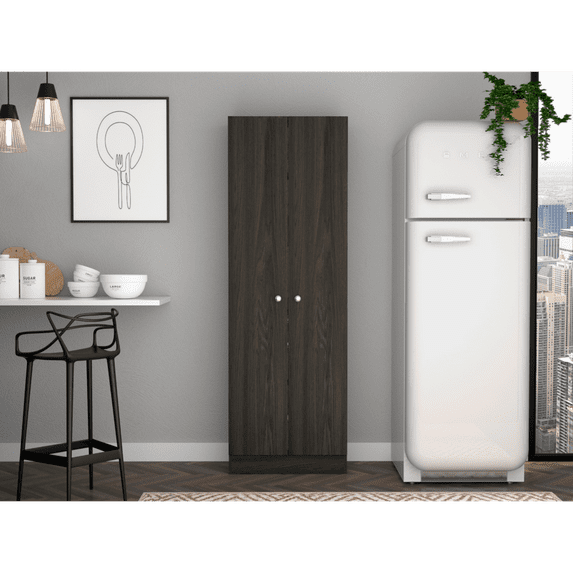 Multistorage Cabinet 71" H, Two Doors, Five Internal Shelves, Carbon Espresso / Black