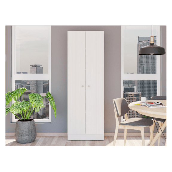 Multistorage Cabinet 71" H, Two Doors, Five Internal Shelves, white washed Oak