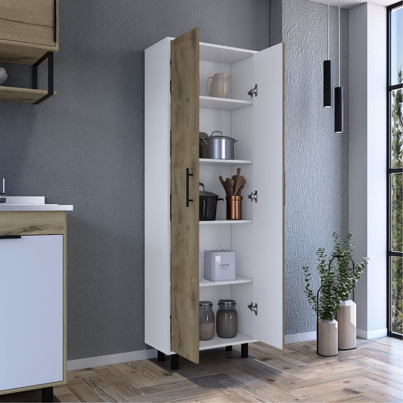 Multistorage, Five Shelves, White and Macadamia Look / Organize Your Home Efficiently