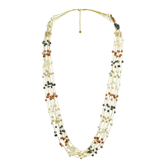 Multistrand Muse Freshwater Mix Color Pearls Thread Long Necklace