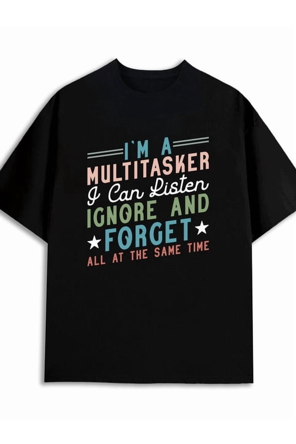 Multitasker T-Shirt men's 180G Cotton black Classic Unisex Shirt Graphic tshirts Fashion Unisex Shirt Graphic Tee tshirts Trendy Unisex Shirt Short Sleeve tshi