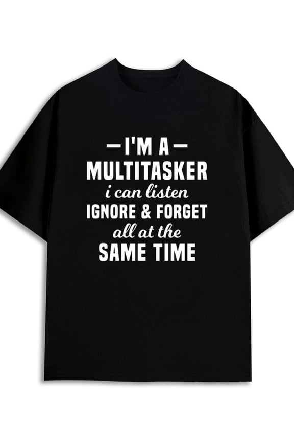 Multitasker T-Shirt men's 180G 100% Cotton black Retro Unisex Shirt Crewneck tshirts Unique Design Unisex Shirt Cotton tshirts Basic Unisex Shirt Printed tshirts