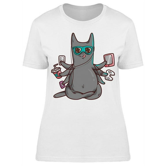 Multitasking Cat  T-Shirt Women -Image by Shutterstock, Female Small