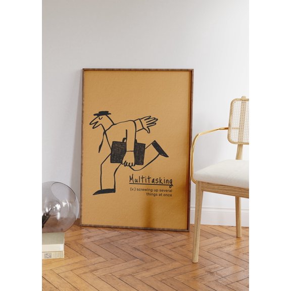 Multitasking Illustration Line Wall Decor Unframed Paper Print