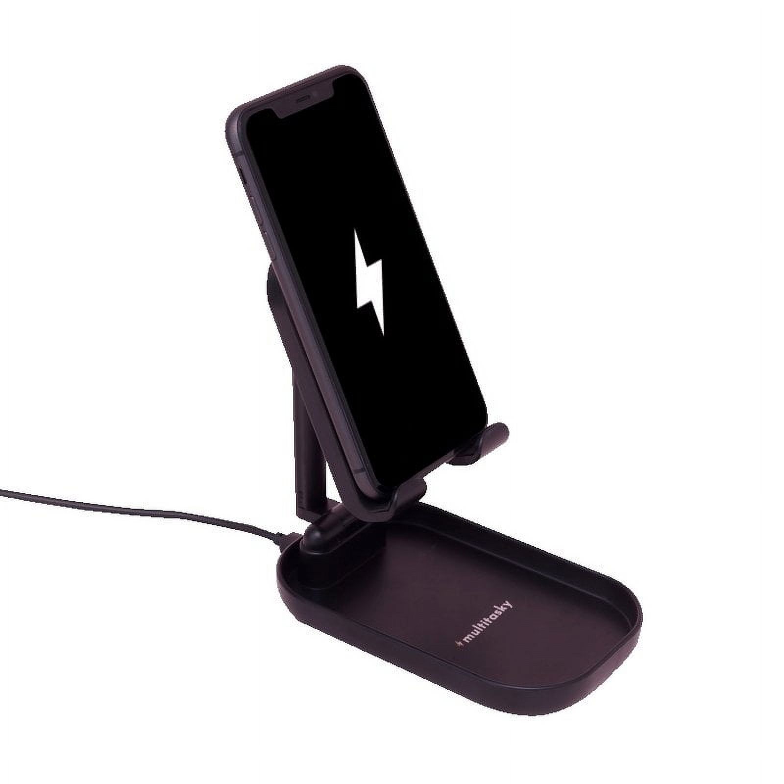 Multitasky Deluxe Phone Holder with Charging Pad - Black
