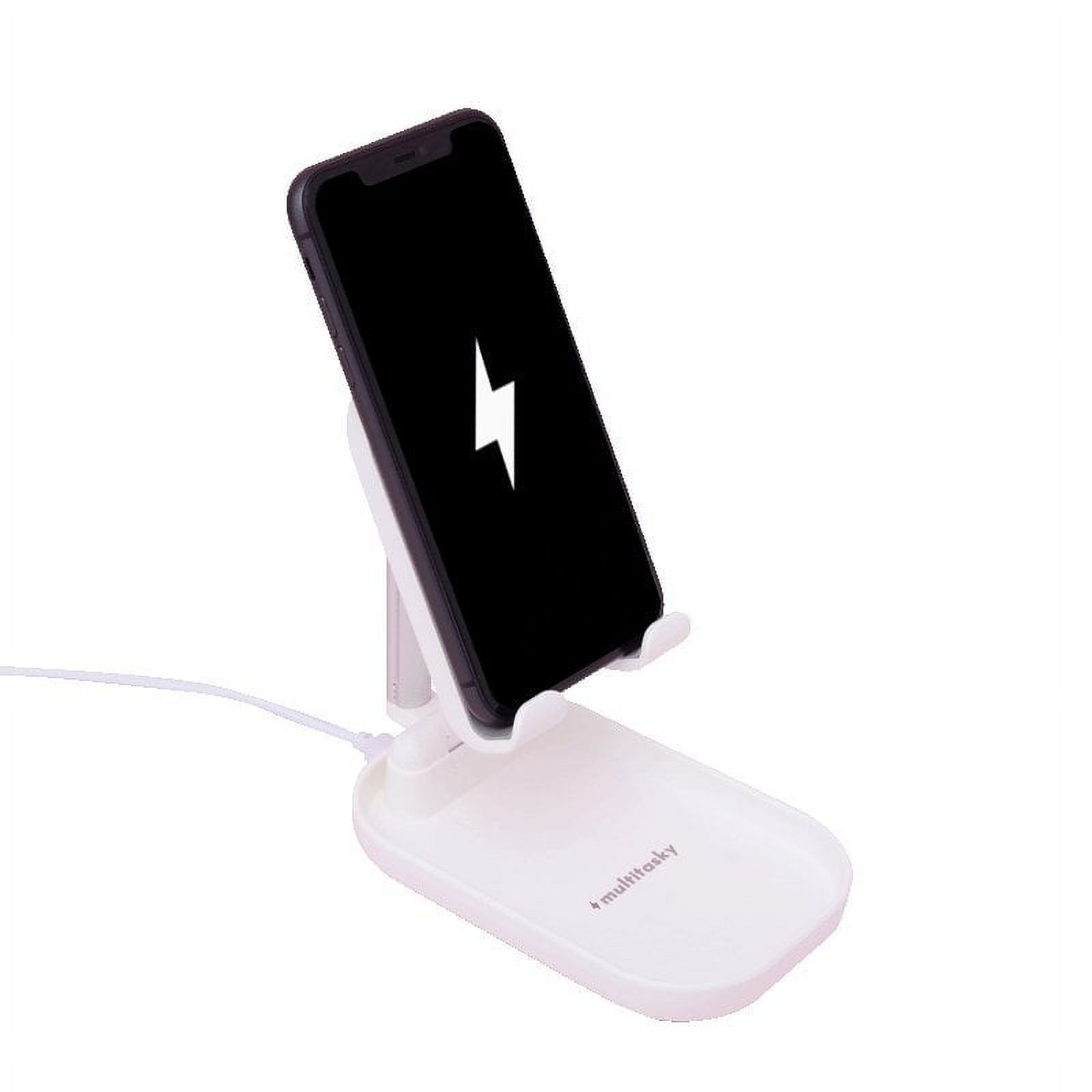 Multitasky Deluxe Phone Holder with Charging Pad - White