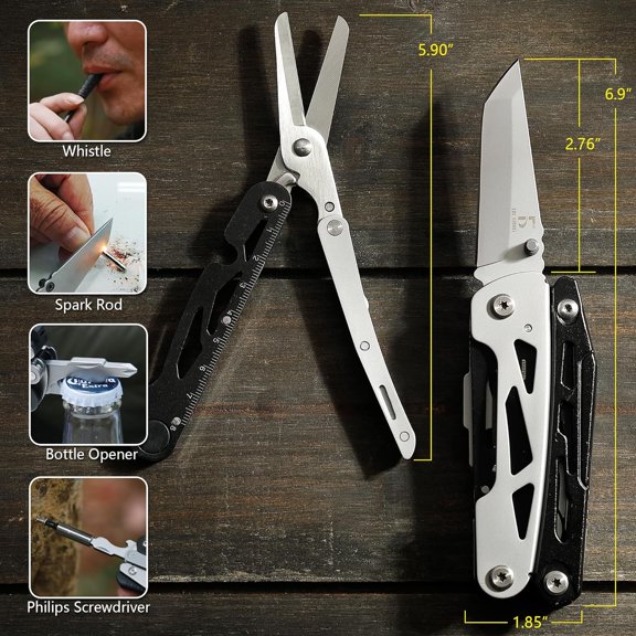 Multitool 19 in 1 Multitools Pliers with Detachable Scissors, Survival Utility Multi-tool Camping Tactical Knife Gift for Men$$Tools & Hardware Other