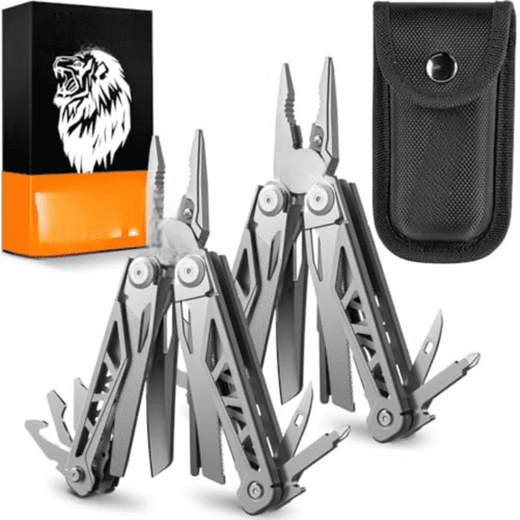 Multitool 2 Pack, 17-in-1 Stainless Steel Multi Tool Pliers with Self-locking, Pocket Knife, Professional (EDC) Multi-tool for Outdoor, Survival, Camping and Hunting, Hiking, Simple Repair