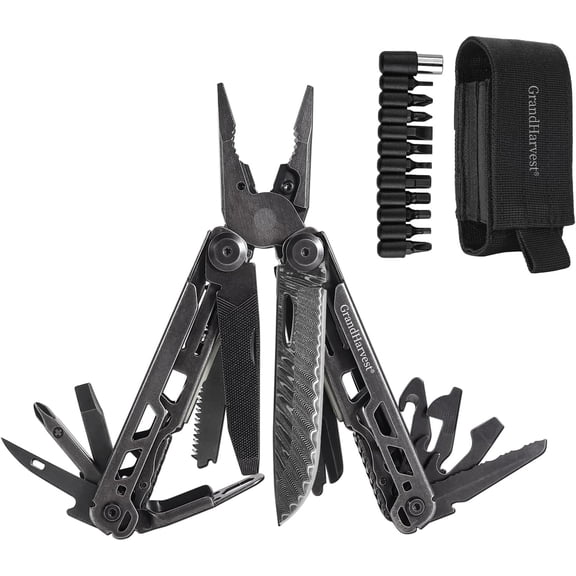 Multitool, 25-in-1 Spring Loaded Pliers Multi Tool, Each Tools with Safety Lock-Stainless Steel Multi-Tool, Propylene Sheath, Survival Gear for Camping, Hiking, Multi Plier, Pocket Knife
