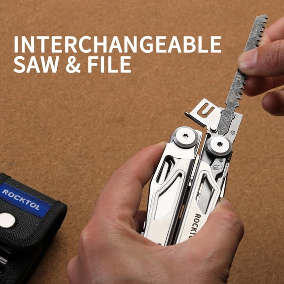 Multitool, 29-in-1 Multitool Pliers with Replaceable Wire Cutters and Saw, Heavy-duty Stainless Steel Multi-tool Set and Nylon Sheath for Camping Survival multi tool for Man