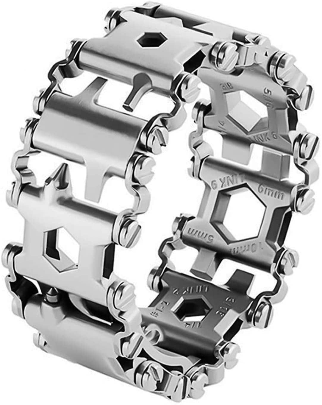 Multitool Bracelet 29 in 1, 22cm Stainless Steel, Multi Tool Bracelet for Men Outdoor Travel Watch Strap, Multifunctional Wristbands, Portable Wearable Multitool Trend Bracelet with A Pry Tool (Black)