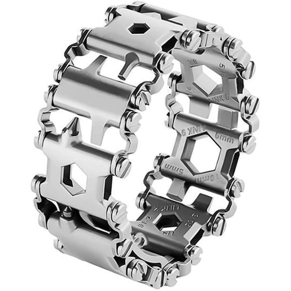 Multitool Bracelet 29 in 1, 22cm Stainless Steel, Multi Tool Bracelet for Men Outdoor Travel Watch Strap, Multifunctional Wristbands, Portable Wearable Multitool Trend Bracelet with A Pry Tool (Black)